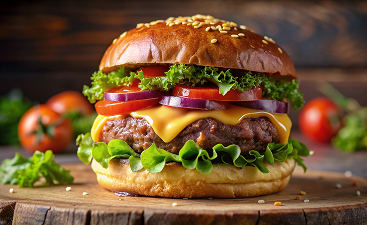 juicy-cheeseburger-rustic-wooden-board 1